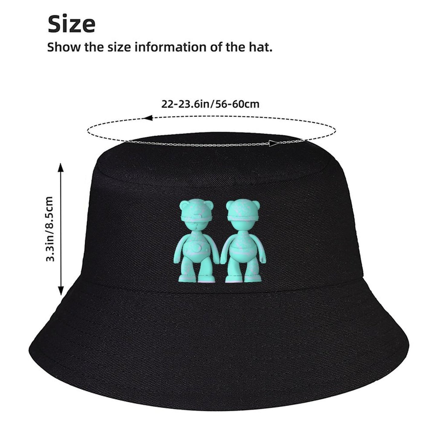 Soft Nylon Black Bucket Hat with Stylish Print