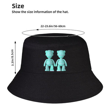 Soft Nylon Black Bucket Hat with Stylish Print