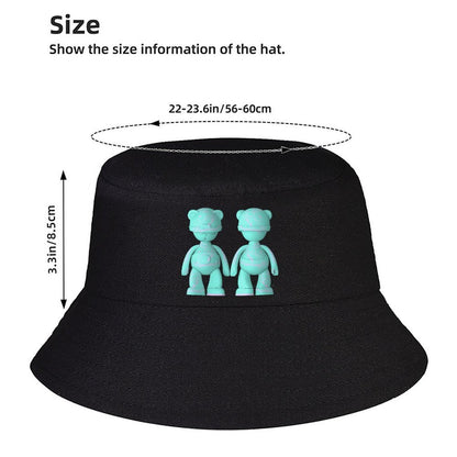 Soft Nylon Black Bucket Hat with Stylish Print