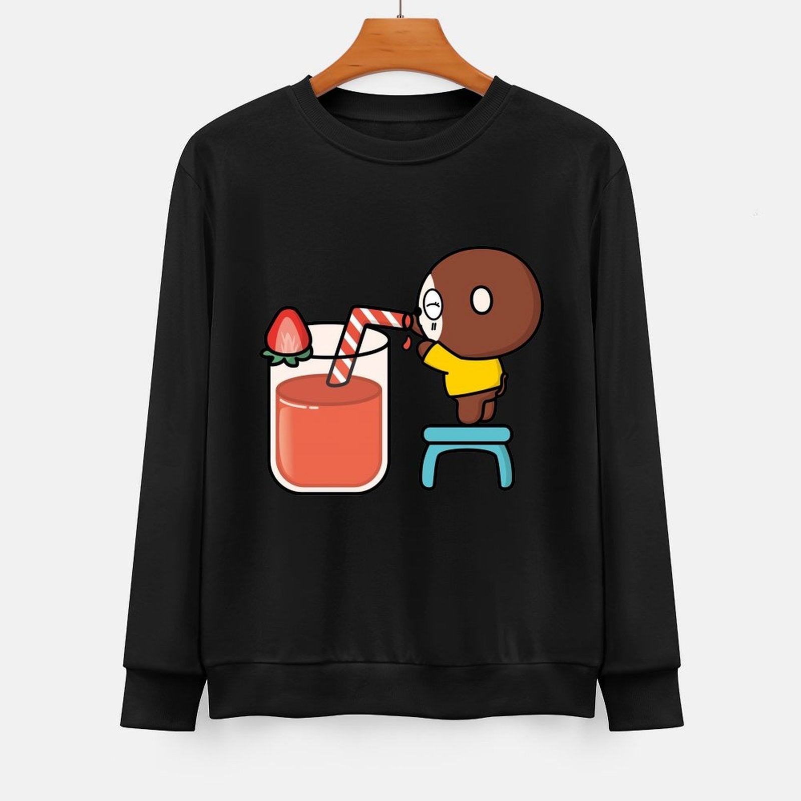  Front Patterned Long Sleeve TopDouble-Stitched Relaxed Fit