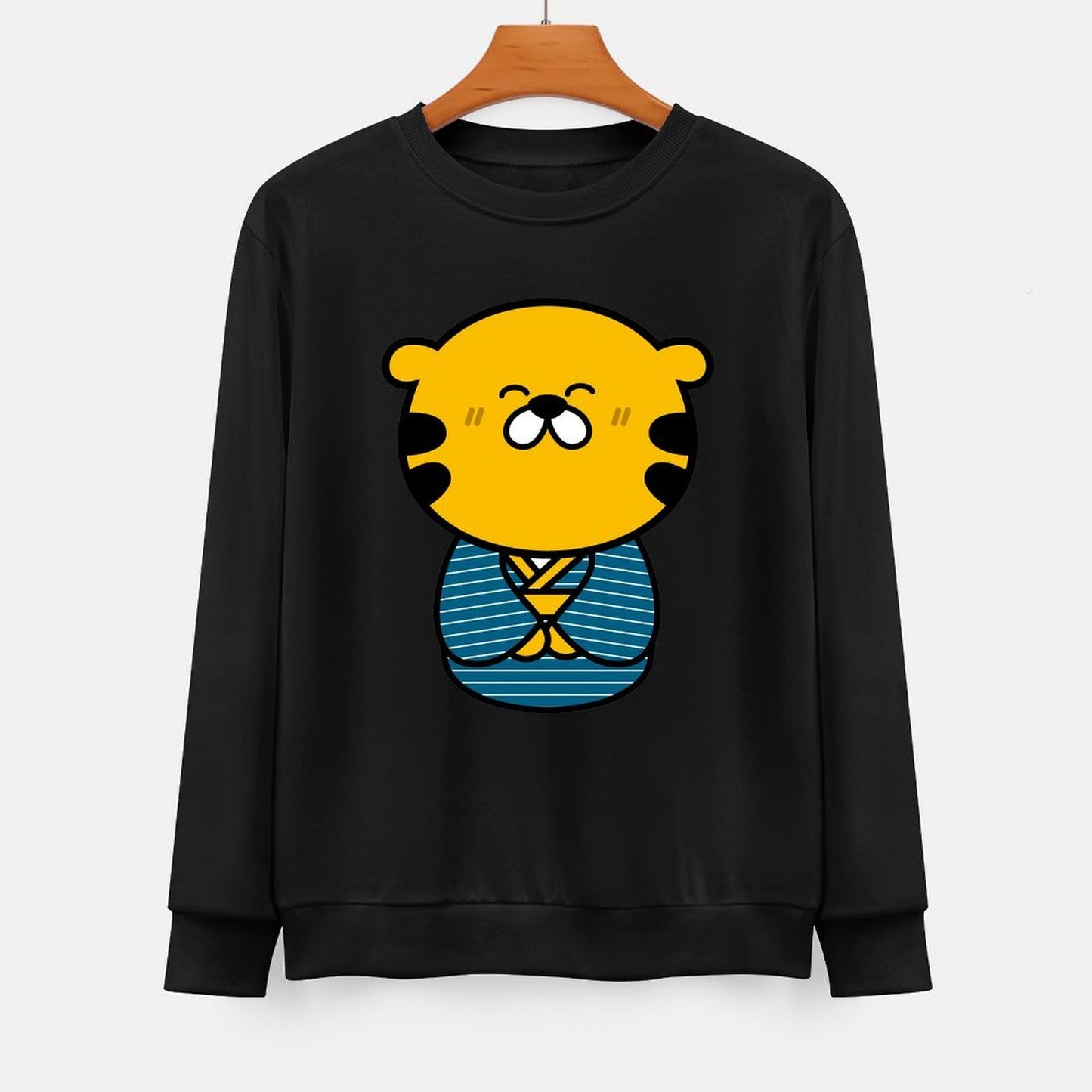 Front Patterned Long Sleeve TopPrinting Crew Neck