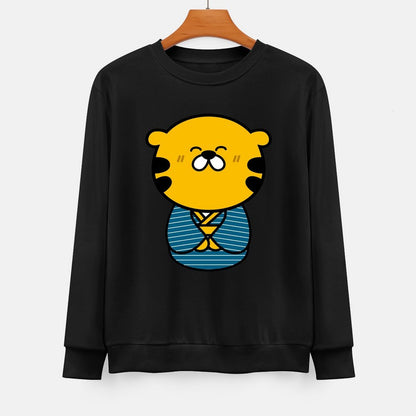Front Patterned Long Sleeve TopPrinting Crew Neck