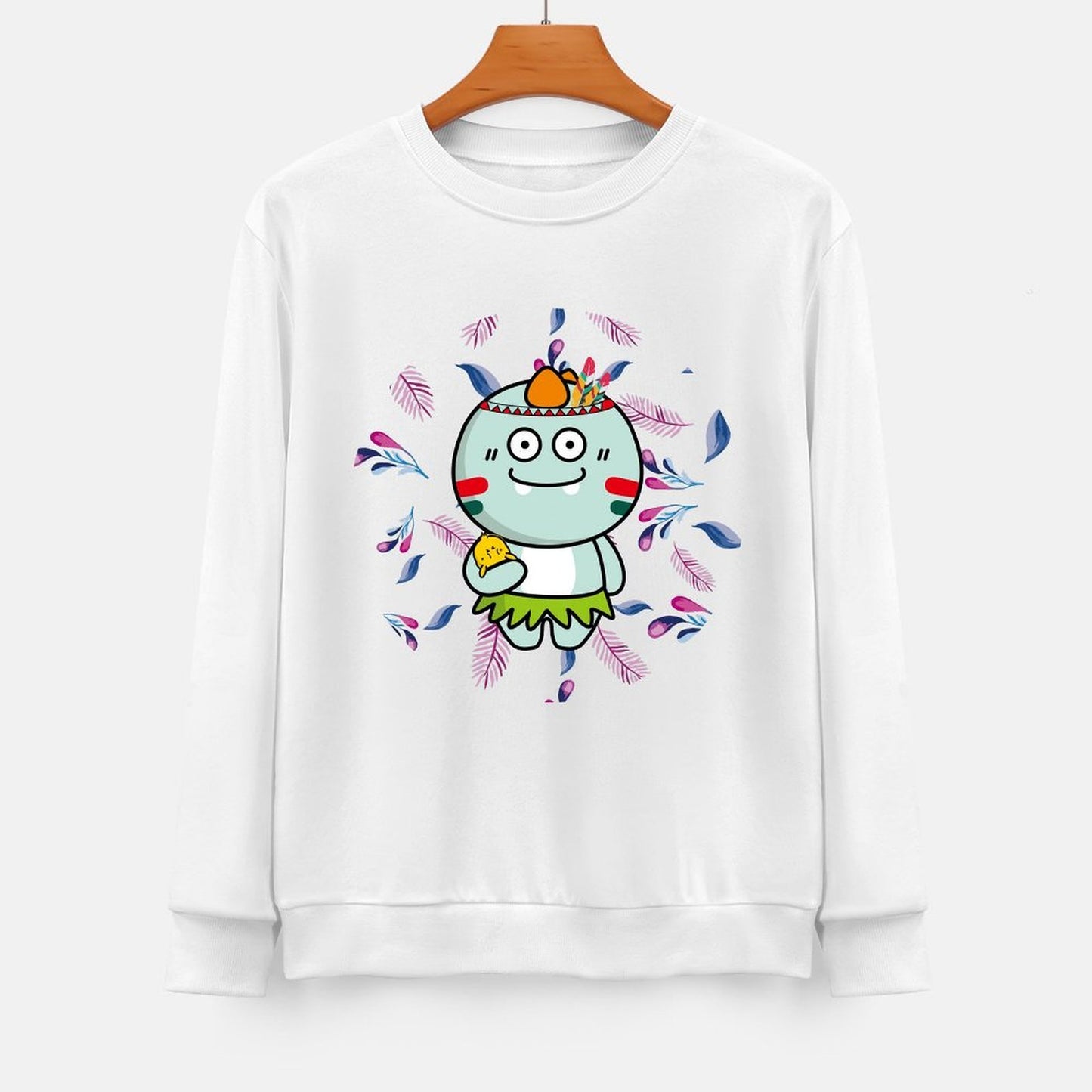 Front Patterned Long Sleeve TopBasicSeries Solid