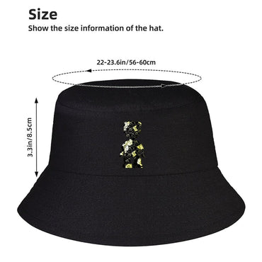Shiny Black Bucket Hat with Cool Graphic Design