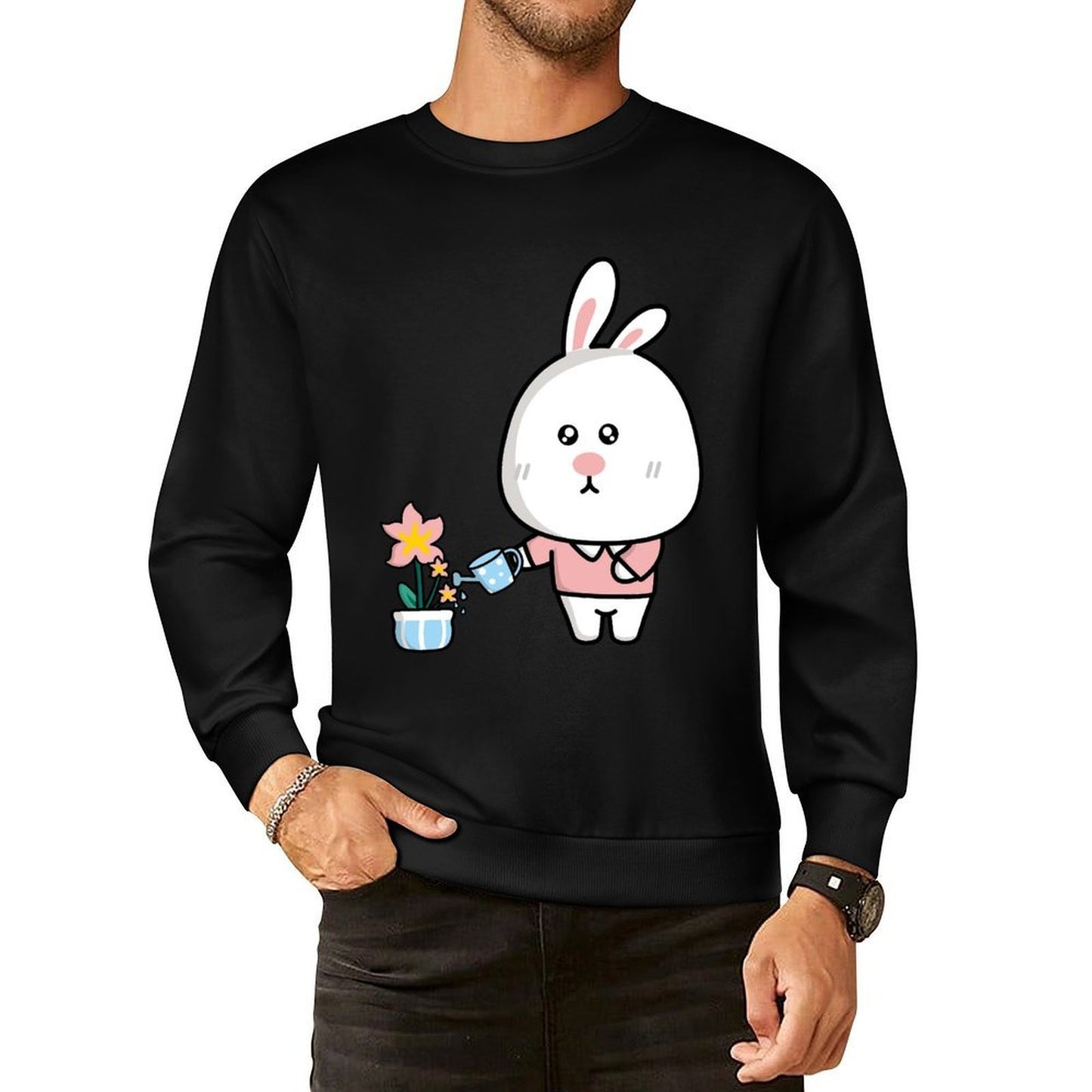 Front Patterned Long Sleeve TopSimple Oversized