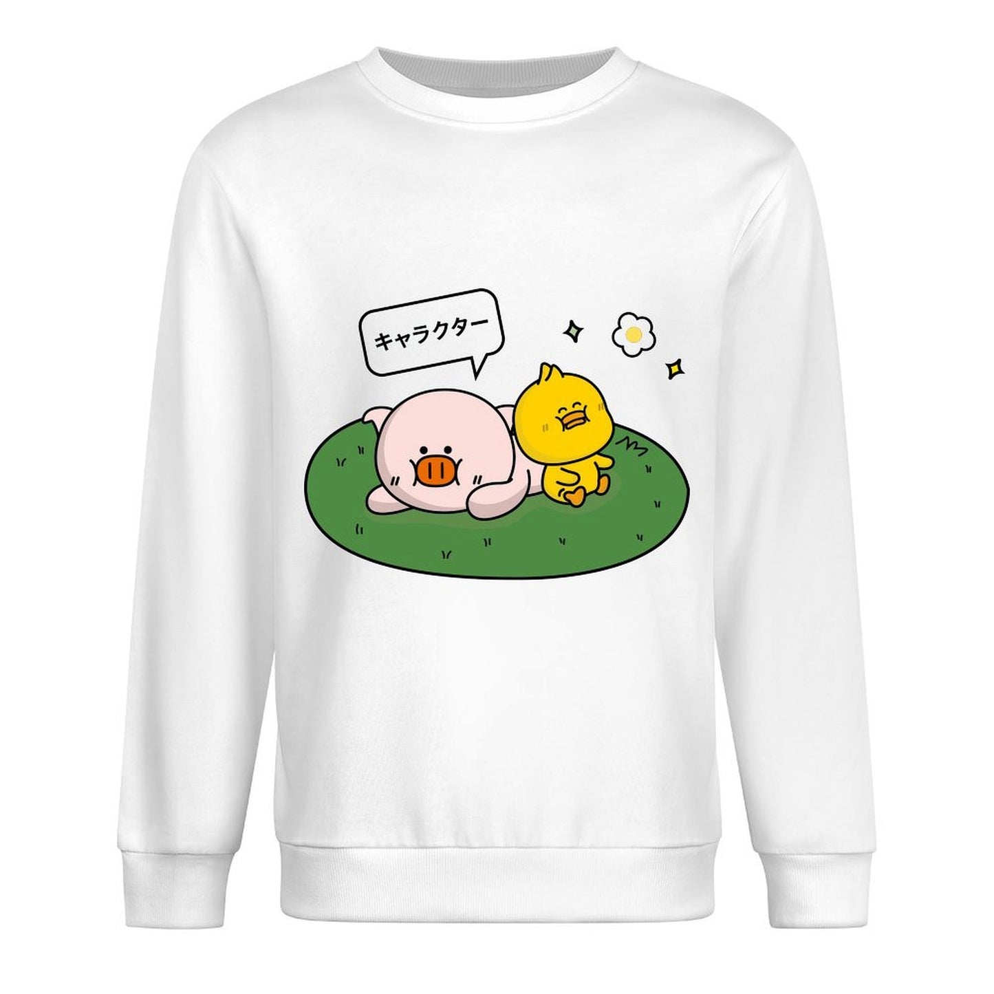 Front Patterned Long Sleeve TopCrewneck Smooth Feel