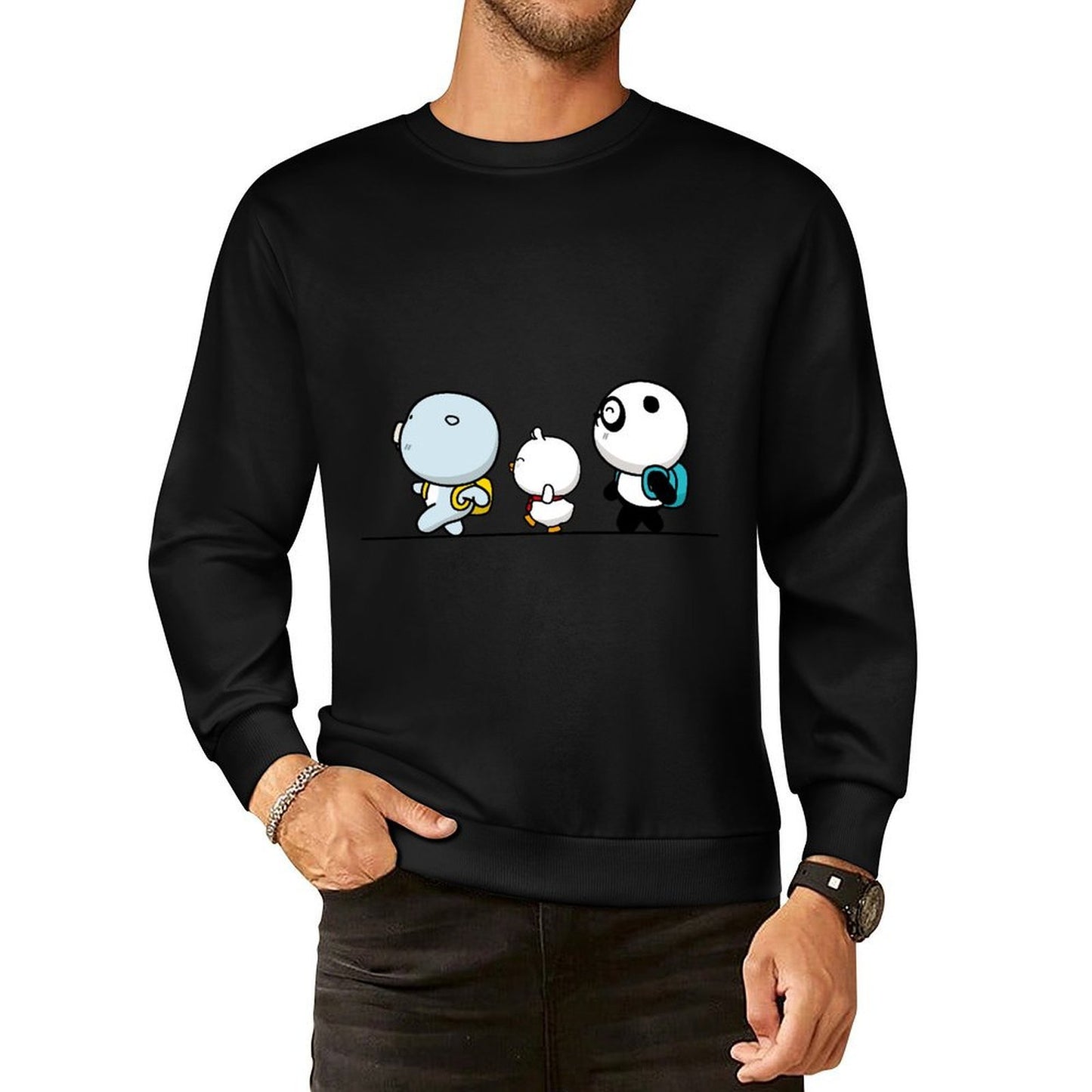 Front Patterned Long Sleeve TopShrink-Resistant Solid