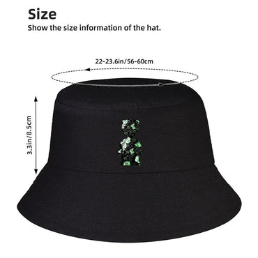 Black Bucket Hat with Logo Print