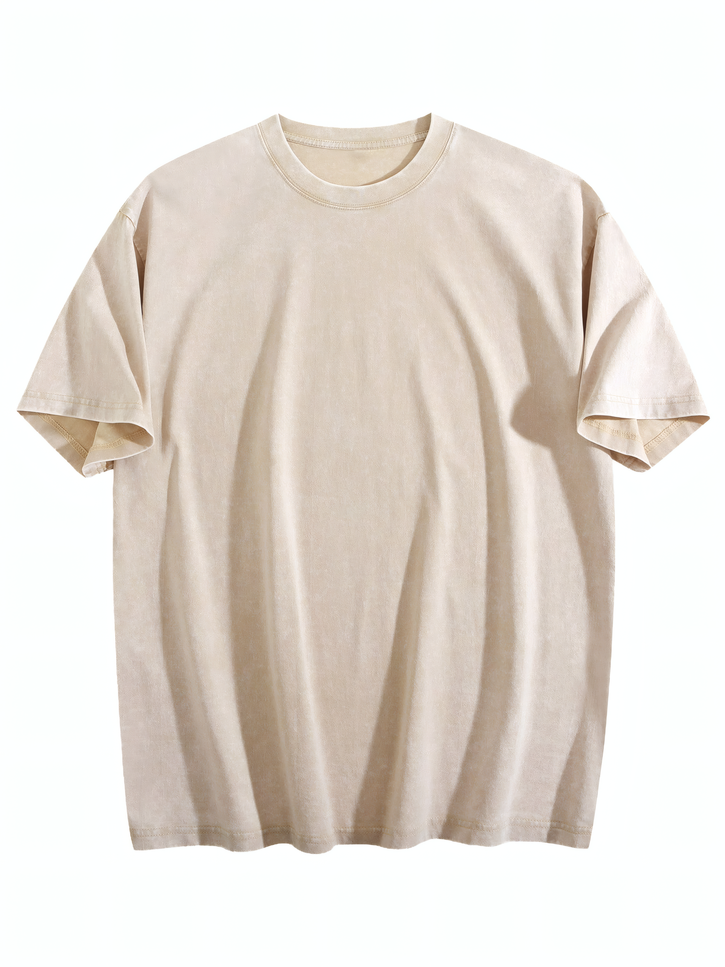 230gsm Printed 100% Cotton Pre-washed T-Shirt, Front Print in Apricot