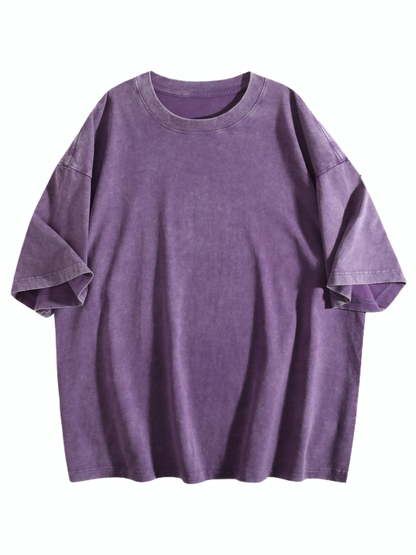 230gsm Heat Transfer Print Canvas Cotton Pre-washed T-shirt, Front Panel Print, Deep Purple