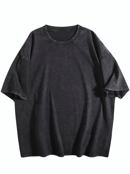 230gsm Printed 100% Cotton Pre-washed T-Shirt, Front Print in Black