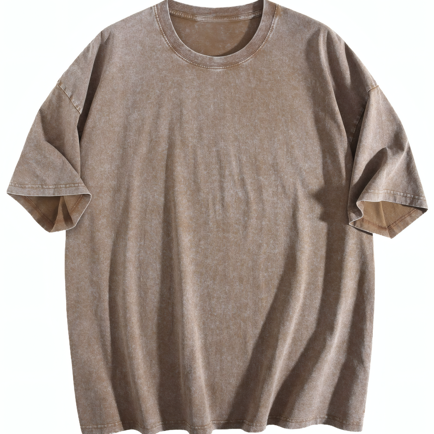 230gsm Heat Transfer Print 100% Cotton Pre-washed T-shirt, Front Print, Coffee Brown