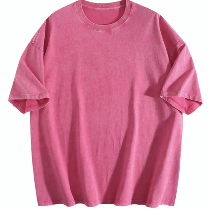 230gsm Printed 100% Cotton Pre-washed T-Shirt, Front Print in Rose Red