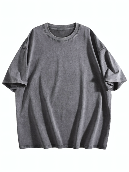 230gsm Printed 100% Cotton Pre-washed T-Shirt, Front Print in Dark Gray