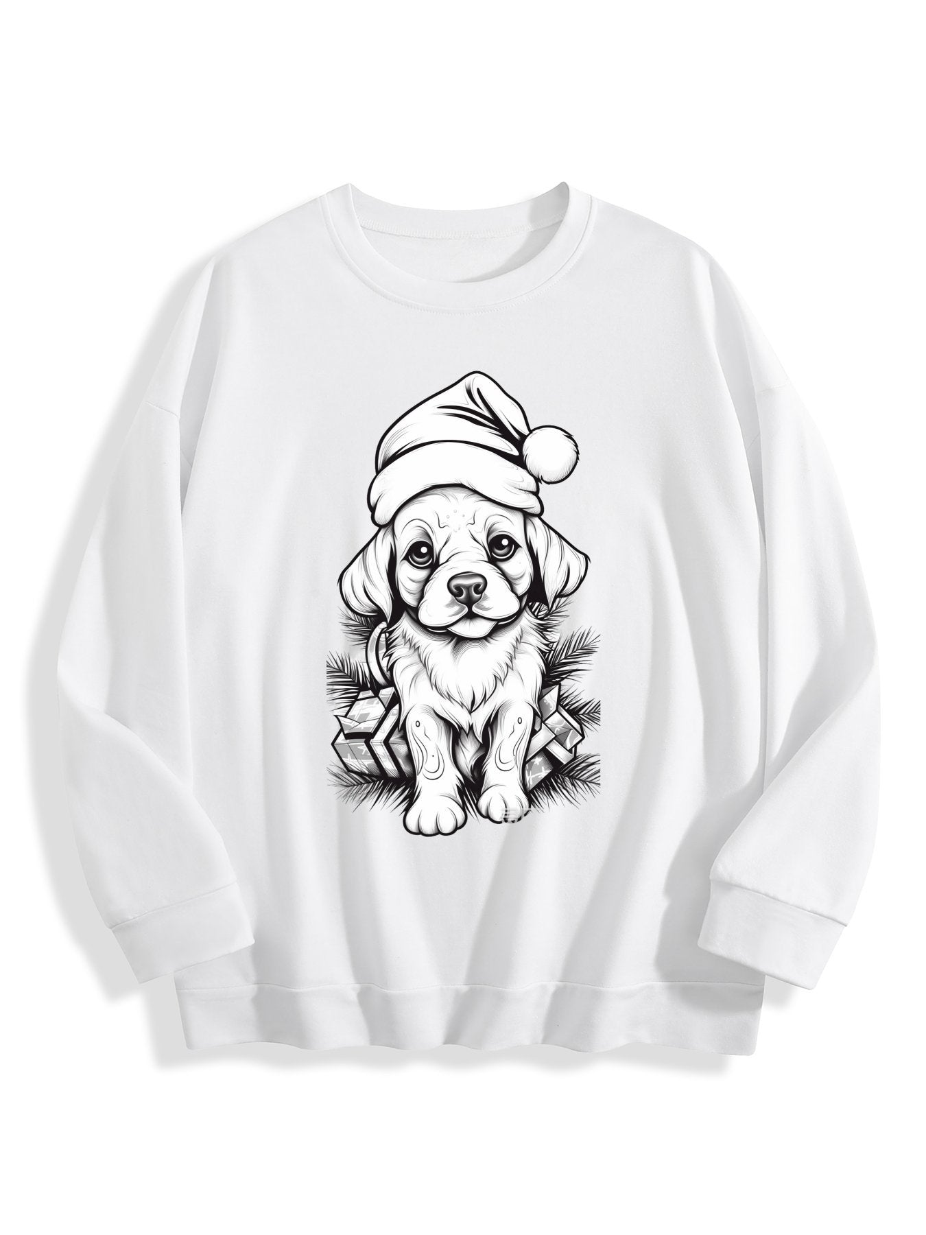 Customizable Christmas-themed long-sleeved shirt with a minimalist puppy design