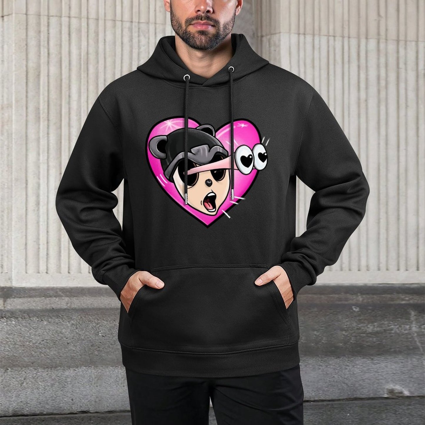 Hoodie Front PatternRegularFit Crew Neck
