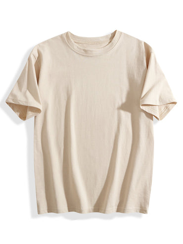 180g pure cotton short-sleeved shirt Light apricot