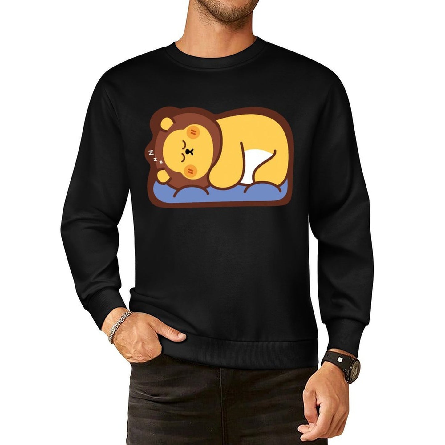 Front Patterned Long Sleeve TopEssential Crewneck