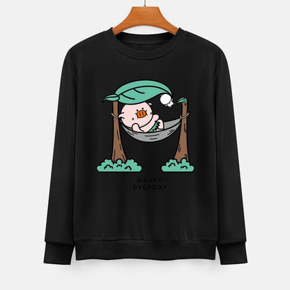 Front Patterned Long Sleeve TopCrew Neck Crisp Print