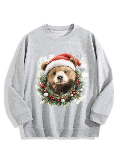 Customizable Christmas-themed brown bear long-sleeved Christmas shirt