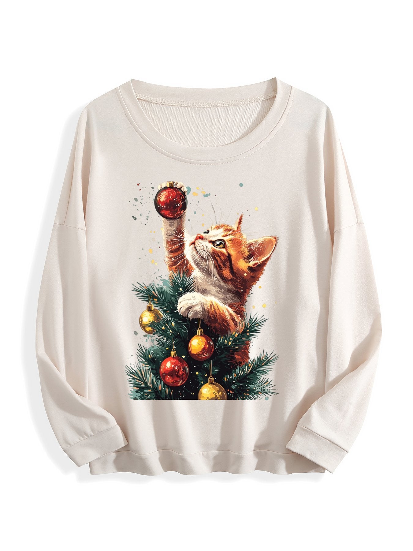 Customizable Christmas-themed long-sleeved Christmas The winner is the cat.