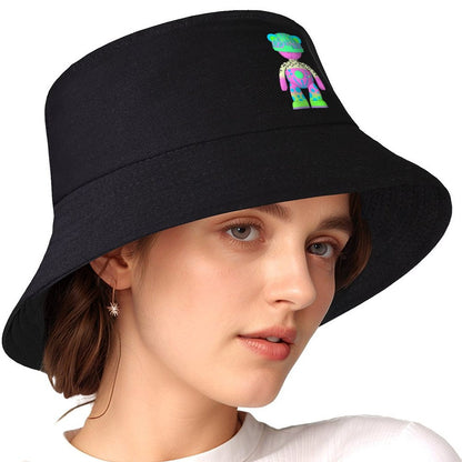 Lightweight Black Bucket Hat with Street Print