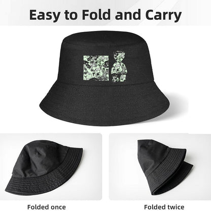 Black Bucket Hat with Statement Print