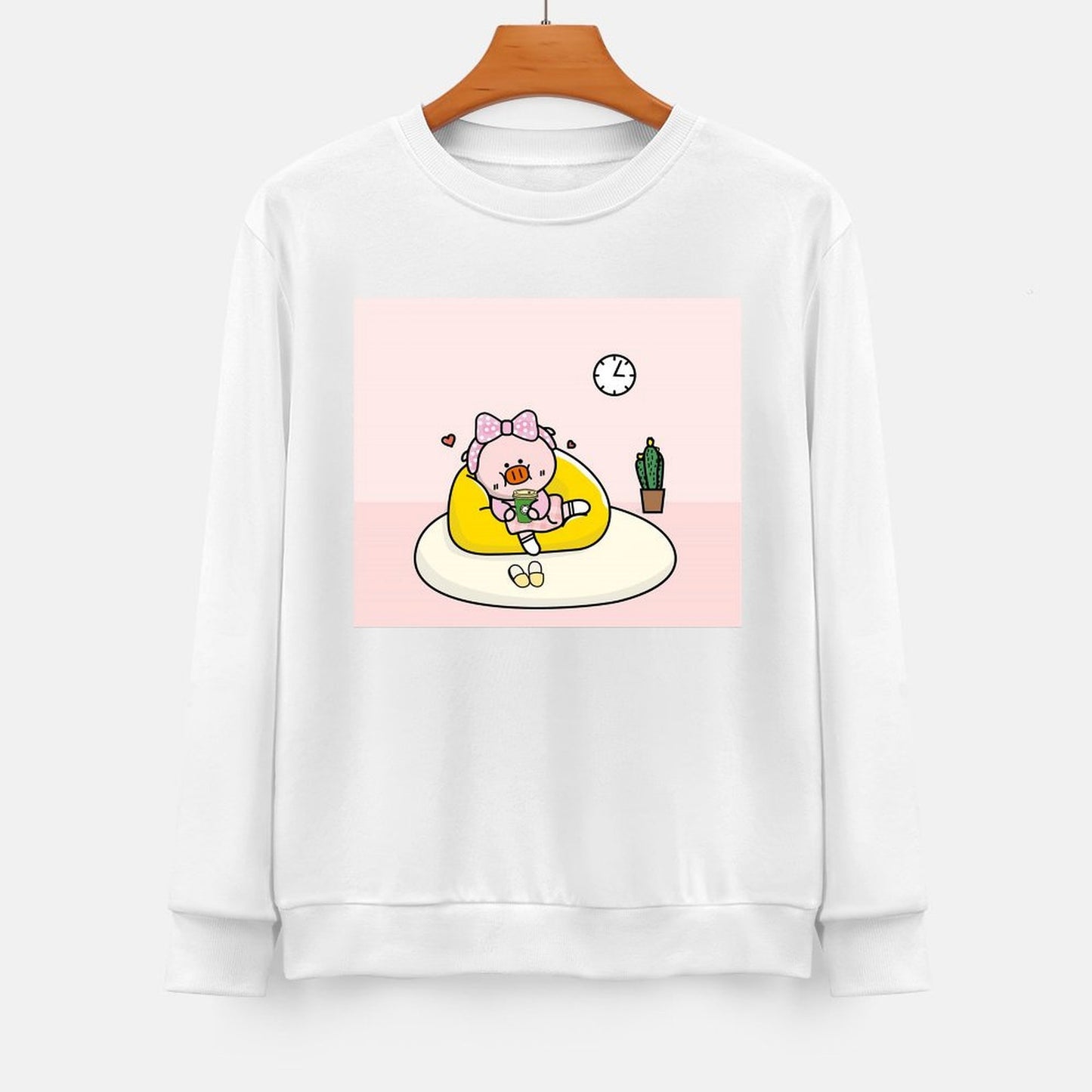 Front Patterned Long Sleeve TopRegularFit Fade-Resistant