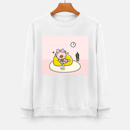 Front Patterned Long Sleeve TopRegularFit Fade-Resistant