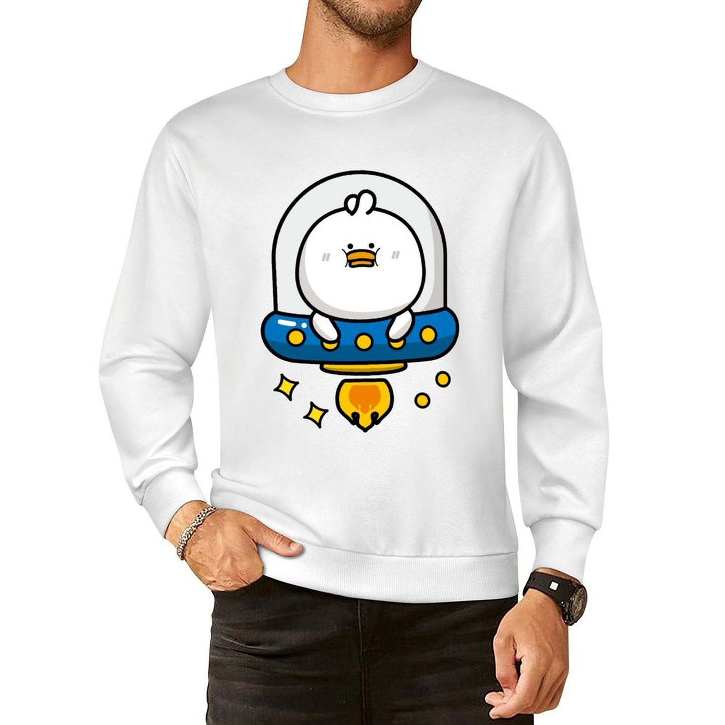 Front Patterned Long Sleeve TopCrew Neck Essential