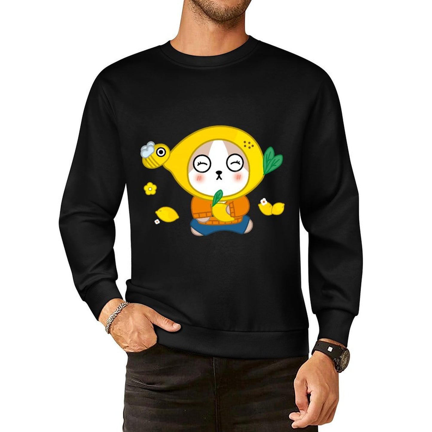 Front Patterned Long Sleeve TopBasic Print-Ready