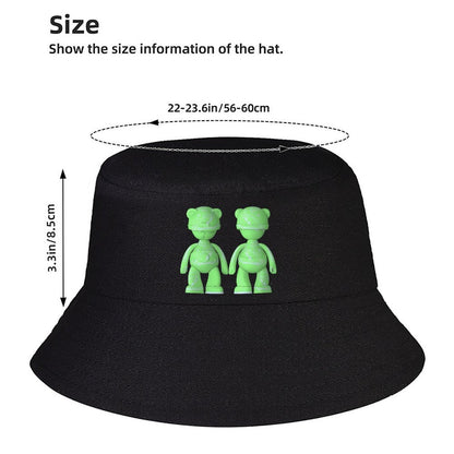 Black Bucket Hat with Logo Print