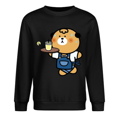 Front Patterned Long Sleeve TopNatural Batch-Printed