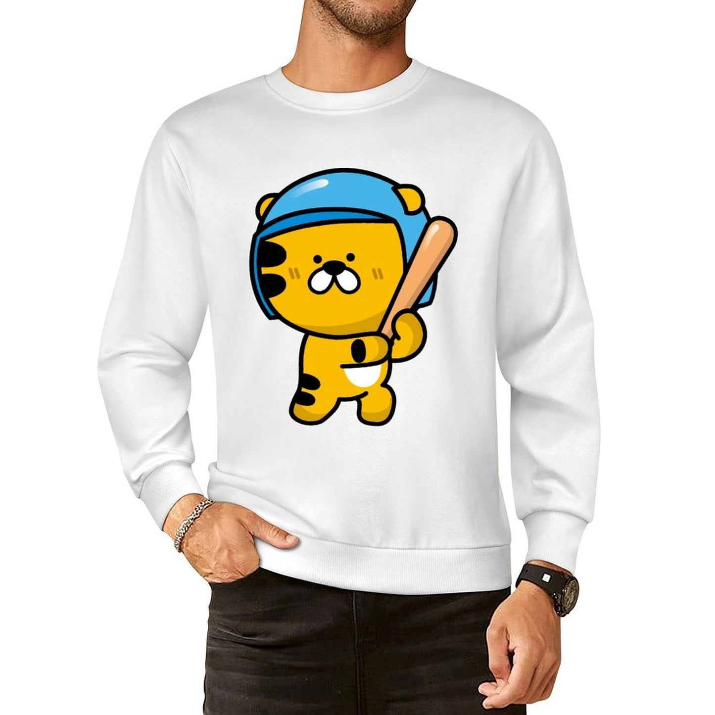 Front Patterned Long Sleeve TopEasy-Care Fade-Proof