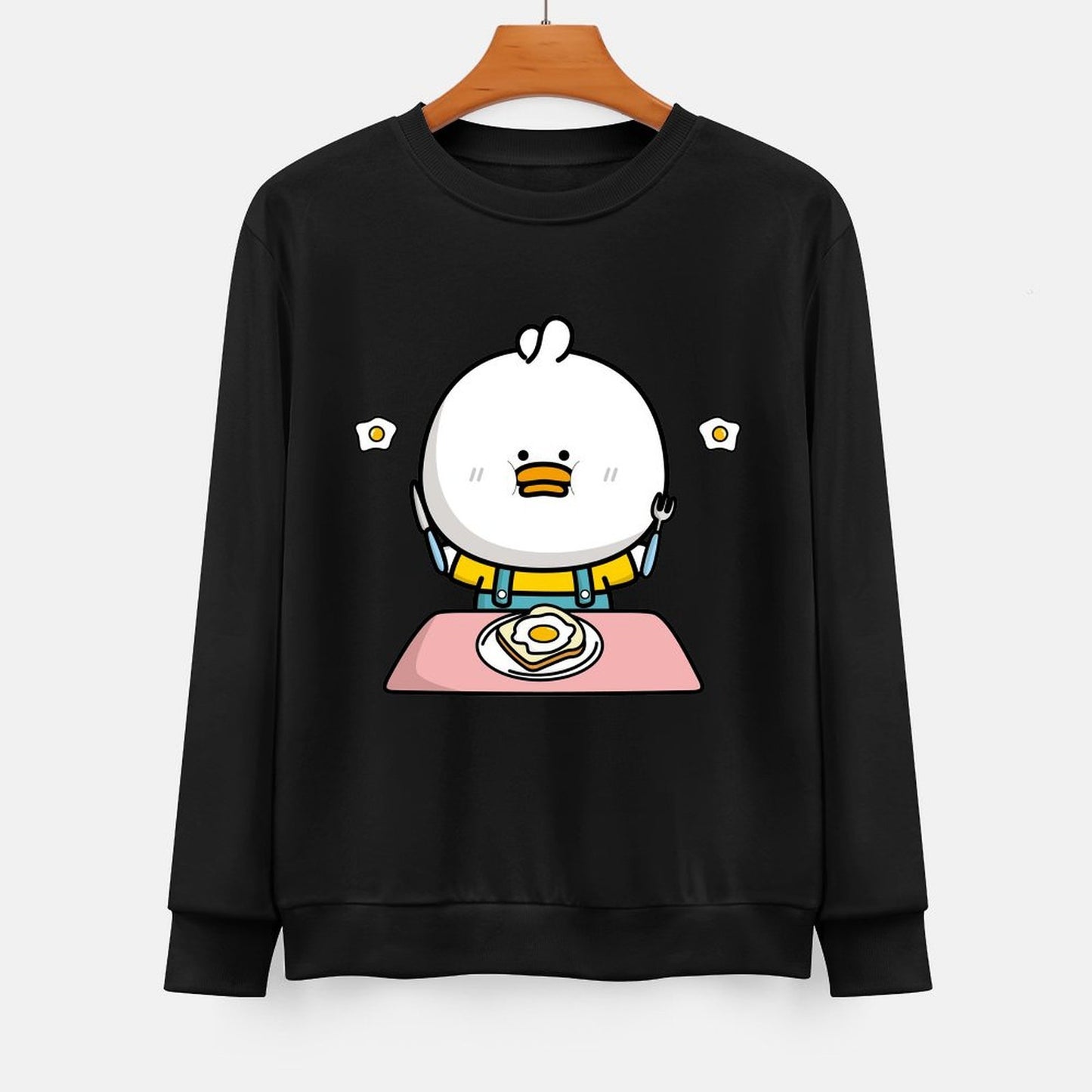  Front Patterned Long Sleeve TopSolid Double-Stitched