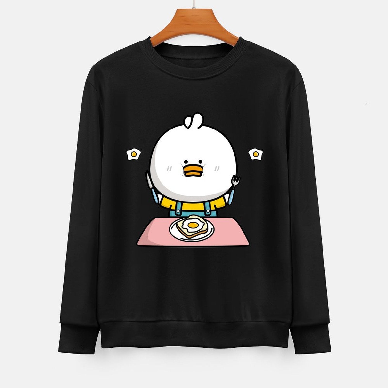  Front Patterned Long Sleeve TopSolid Double-Stitched