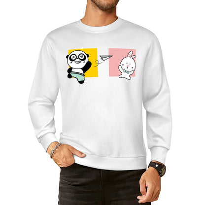 Front Patterned Long Sleeve TopCasual Crew Neck