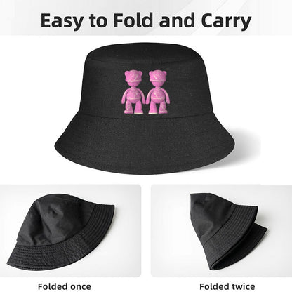 Shiny Finish Black Bucket Hat with Logo Graphic