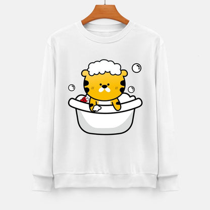 Front Patterned Long Sleeve TopStreet Crewneck