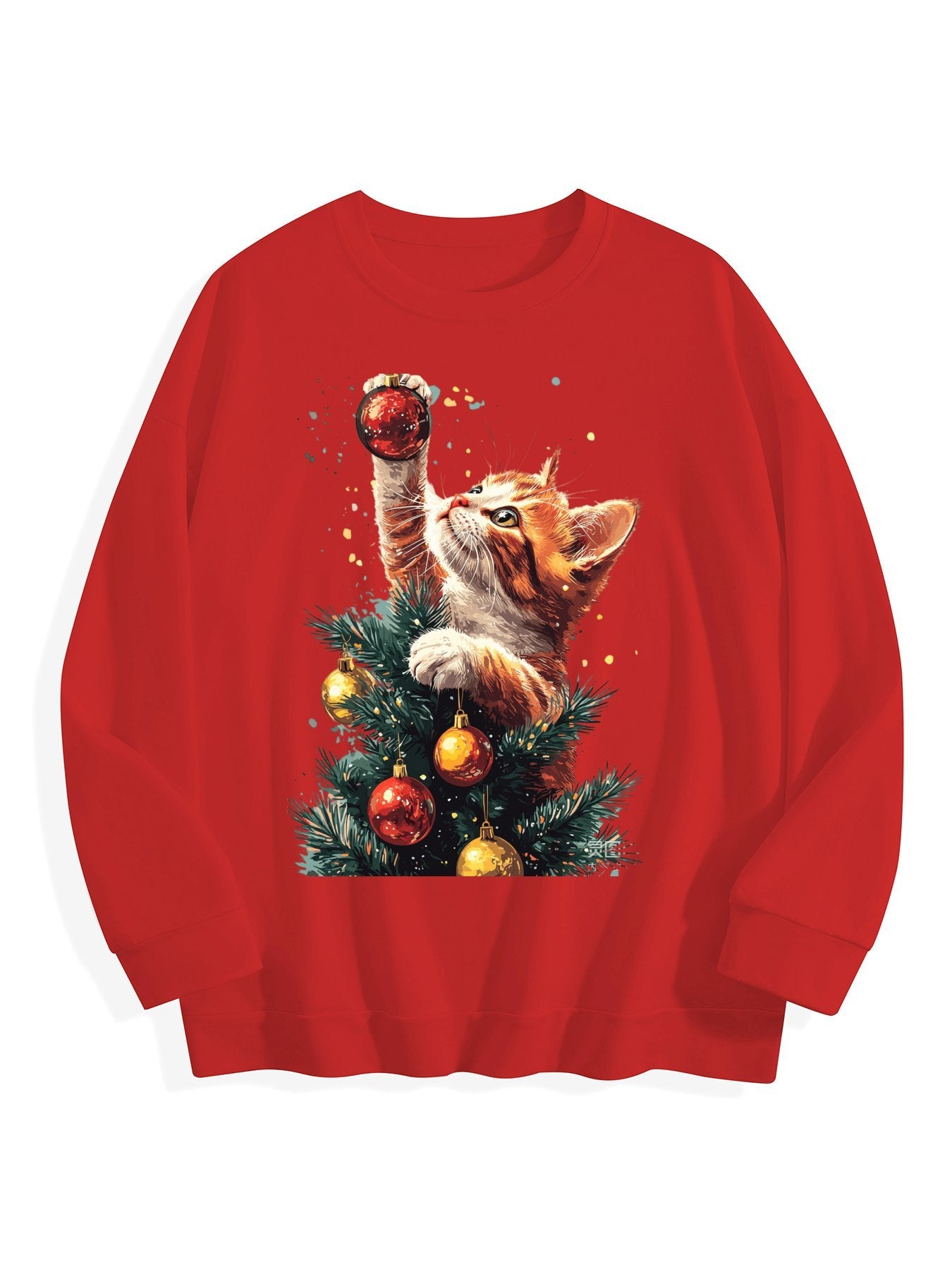 Customizable Christmas-themed long-sleeved Christmas The winner is the cat.