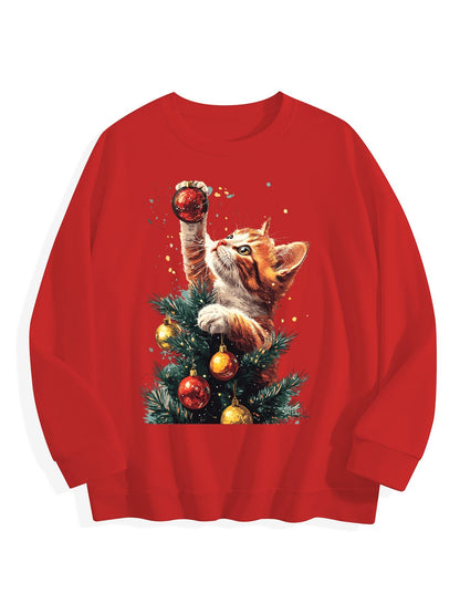 Customizable Christmas-themed long-sleeved Christmas The winner is the cat.