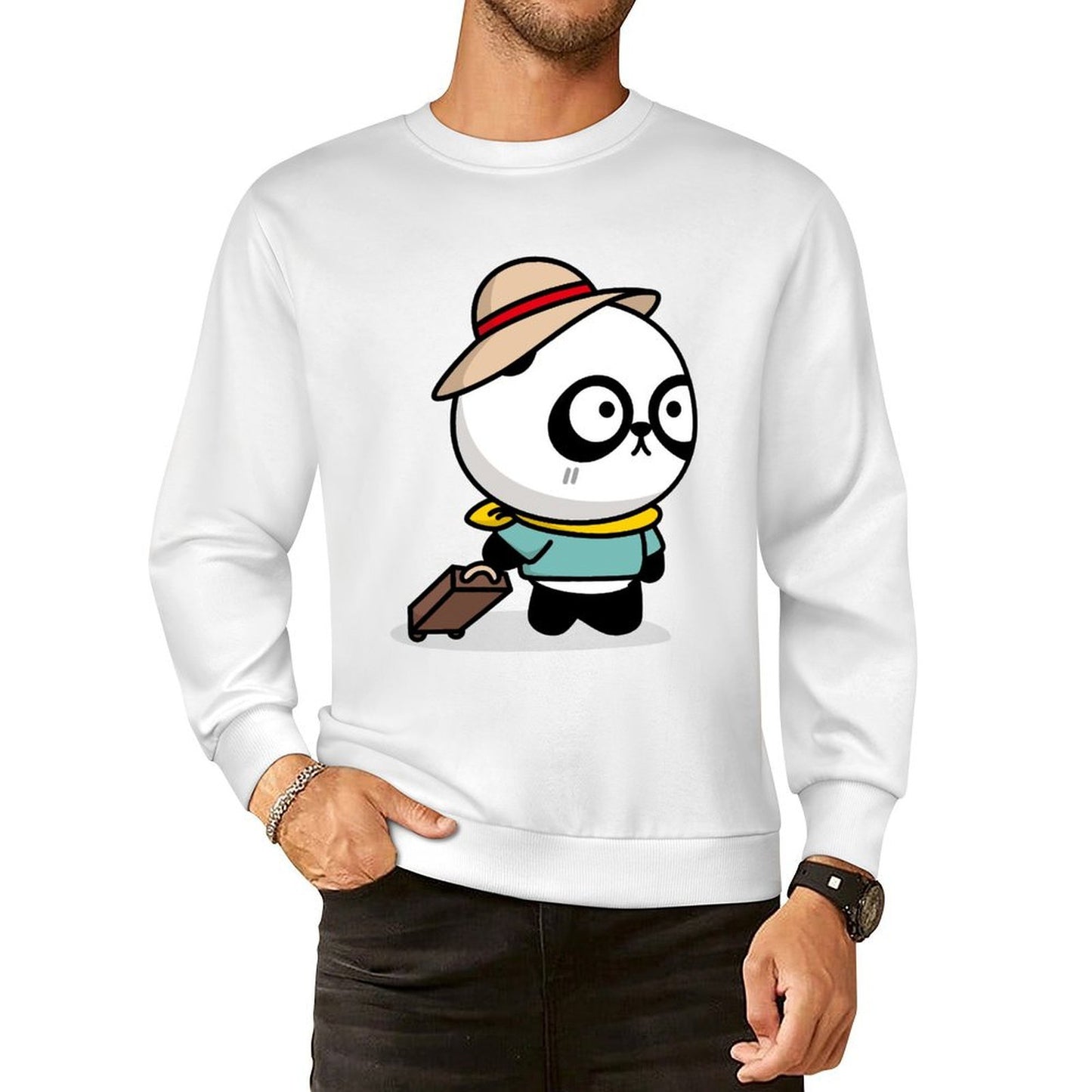 Front Patterned Long Sleeve TopCrisp Print LooseFit