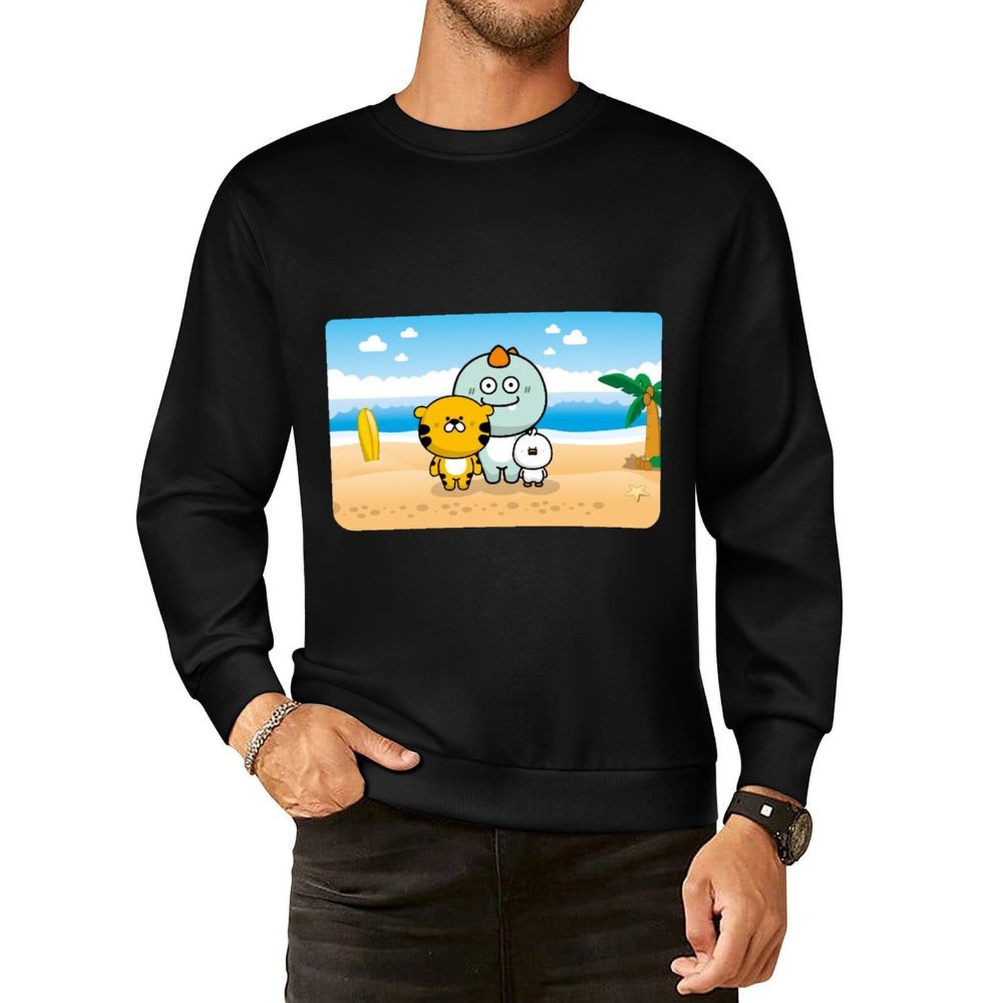 Front Patterned Long Sleeve TopNeutral Eco-Conscious