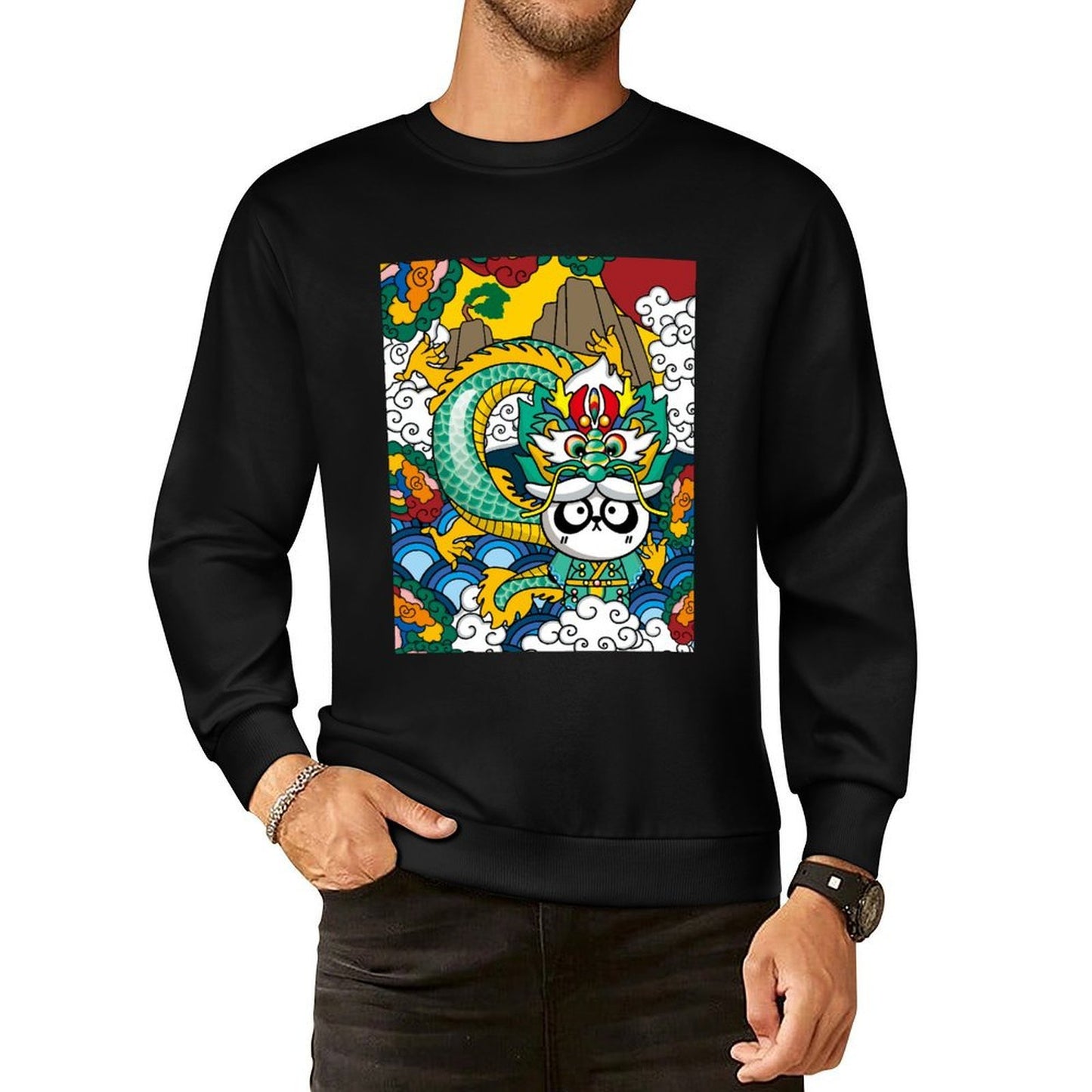 Front Patterned Long Sleeve TopCotton Softstyle