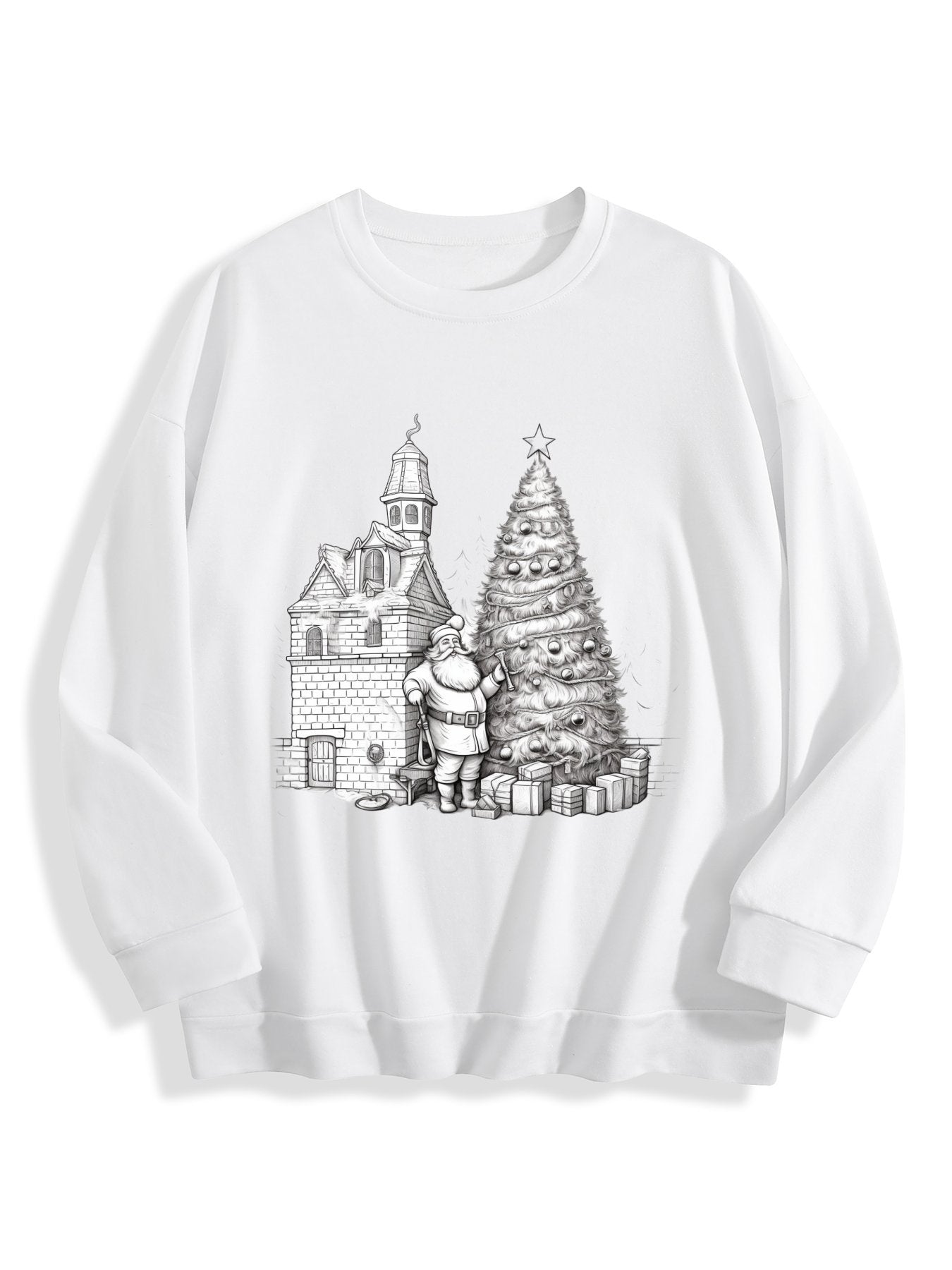 Customizable Christmas-themed long-sleeved shirt with a minimalist Santa Claus design