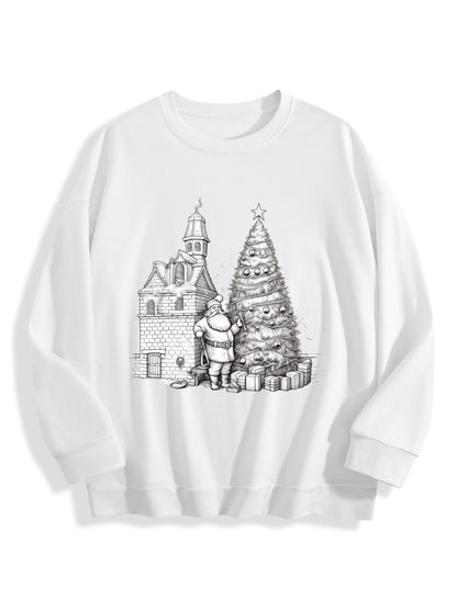 Customizable Christmas-themed long-sleeved shirt with a minimalist Santa Claus design