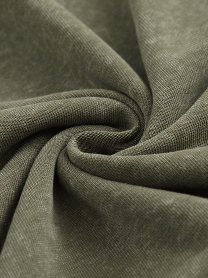 Washed Vintage Hoodie Without Drawstring - Teal