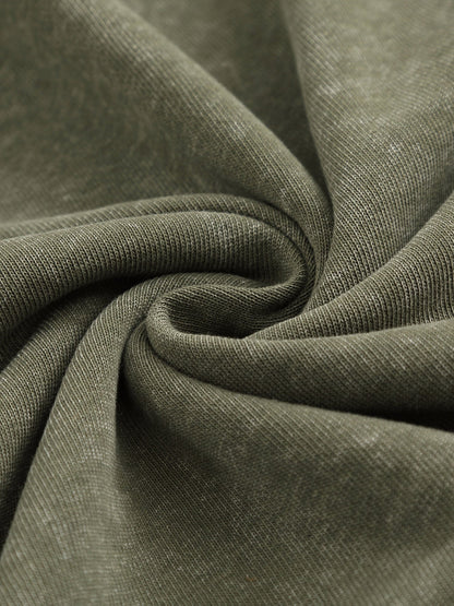 Washed Vintage Hoodie Without Drawstring - Teal back view.