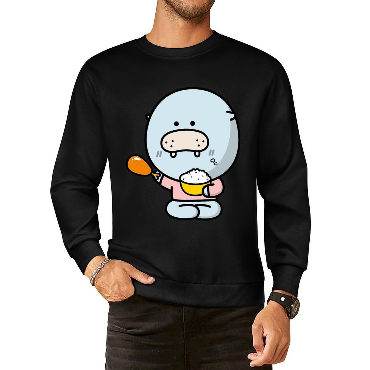 Front Patterned Long Sleeve TopRelaxed Fit Essential