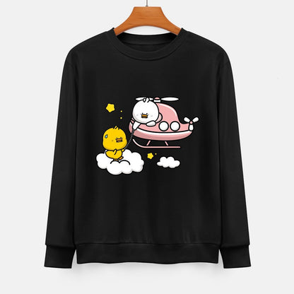  Front Patterned Long Sleeve TopPlain Cotton